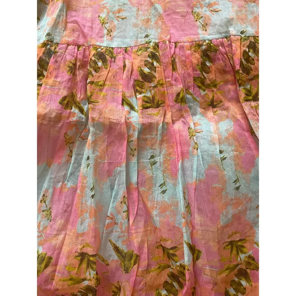 Womens Sheer Floral Watercolor Coverup Mini Dress Size Small Beach Vacation